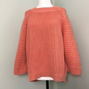 💙 LP 💙 NWT Anthro Sweater Faded Wash Chunky Knit 3/4 Sleeves Ribbed​